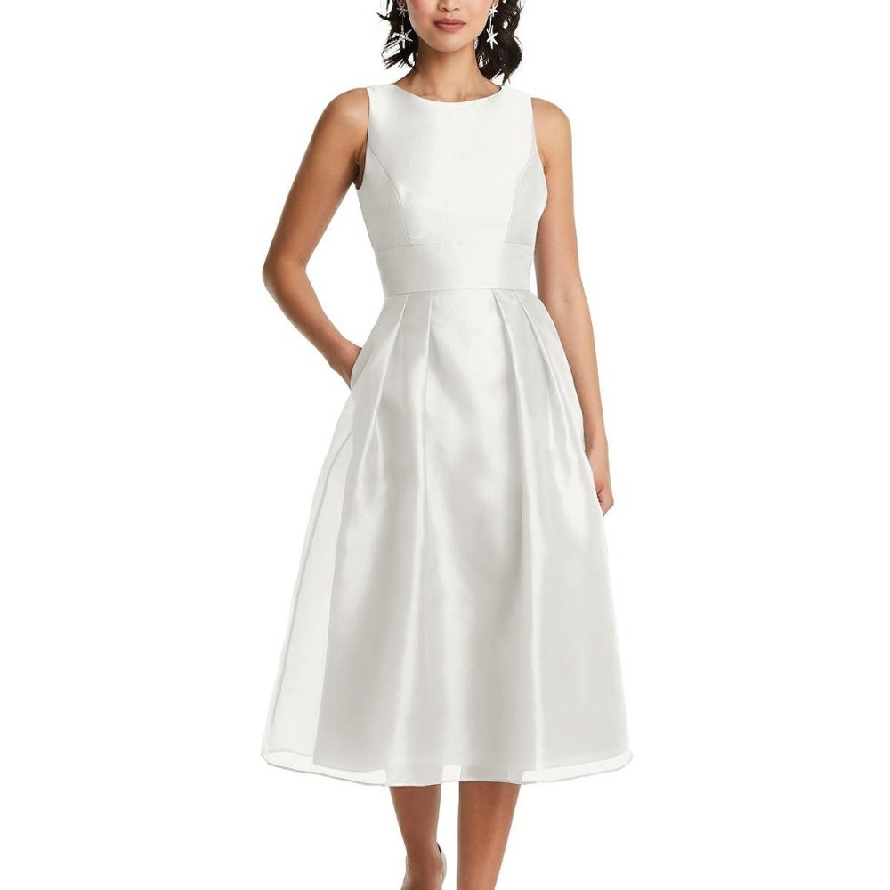 Thread TH066..Bateau Neck Open-Back Pleated Skirt Midi Dress..Starlight..Size 8